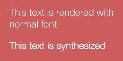 Rendering of fake bold on helvetica neue light