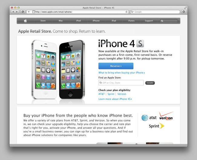 Apple Store Retail - iPhone 4S Reservation